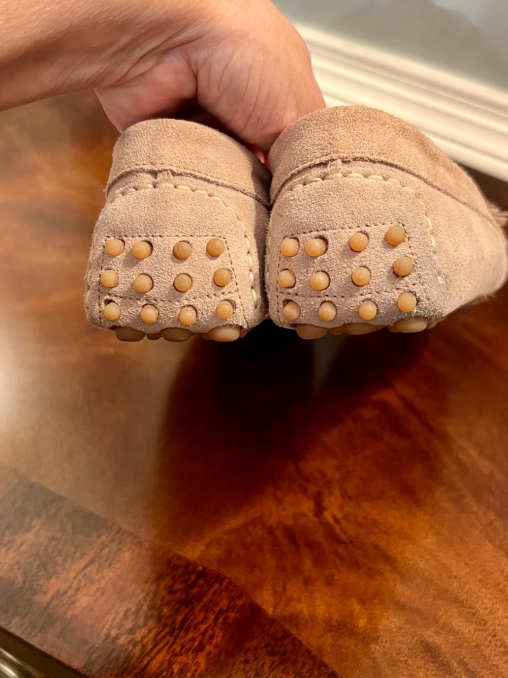 GUC M.Gemi Feliz Pom Pom Fringe Khaki Tan Suede Driving Loafers Flats Size 37 7 - Picture 7 of 9
